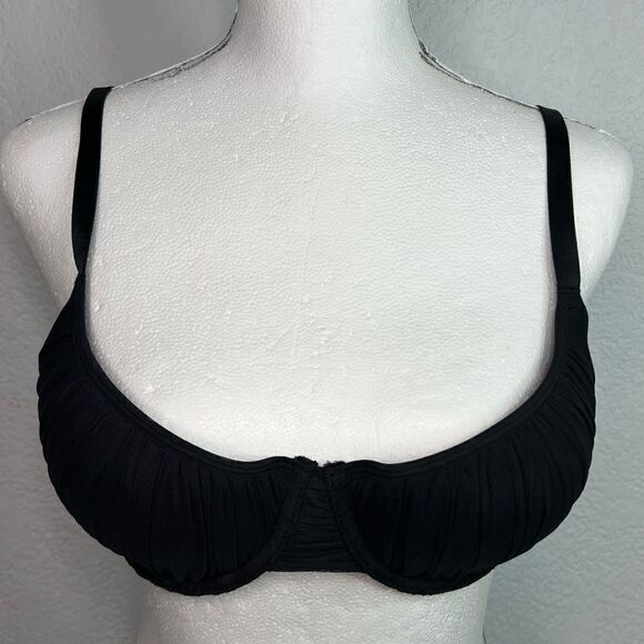 New! Savage X Fenty Lightly Lined Ribbed Mesh Black Demi Bra Size 36B - Picture 2 of 9